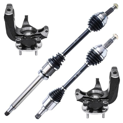 Detroit Axle - Front 4pc Steering Knuckles CV Axles for 06-11 Ford Focus | 2 CV Axles 2 Steering Knuckles & Wheel Bearing Hubs 2006 2007 2008 2009 2010 2011 [Auto Trans.] Replacement - size: 4UX47689/Kit