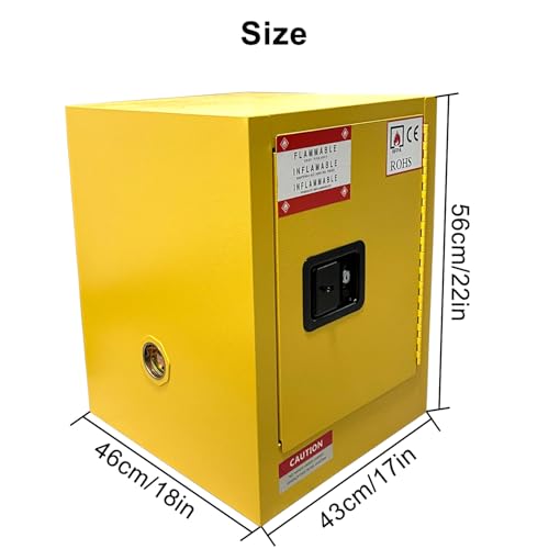 koxuyim Flammable Storage Cabinet 17" x 18" x 22" Industry Safety Cabinet | Fire Proof Safe, Adjustable Shelf, Double-Wall, Manual Closing Doors, OSHA Compliant, For Gasoline Liquid Fuel Chemical - size: 22"*17"*18"