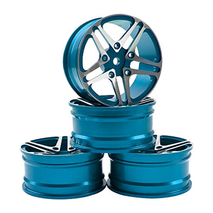 ShareGoo Metal Wheel Rims RC 12mm Hex Hubs 1/10 RC Drift On-Road Racing Touring Wheel Rim Compatible with HSP Tamiya Kyosho RedCat Sakura WLtoys Universal 1/10 RC Scales,5-Spoke (Blue) - color: Blue
