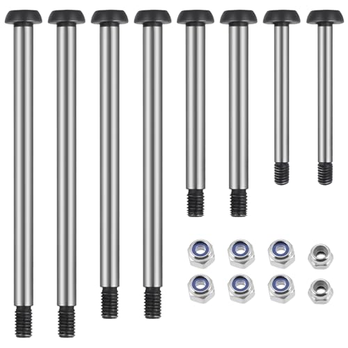 8PCS Polished Steel 1144 Lock-nut Style Hinge-Pin Complete Suspension Pin Set Screw Pins Compatible with 1/10 Traxxa Slash 2WD Hoss Rustler Stampede RC Car Upgrade Replacement Parts