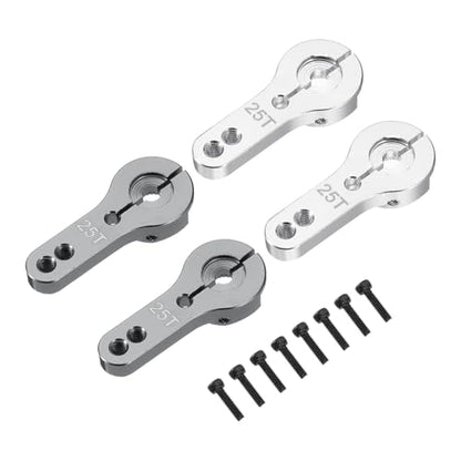 MECCANIXITY 4 Pcs Aluminum Alloy 25T Steering Servo Arm Horn for DIY RC Car/Boat/Airplane Boat Accessories, Silver/Gray - color: Silver/Gray