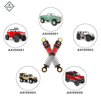 SCX24 Shocks 47MM Oil-Filled Damper For Axial SCX24 Upgrades | Long Travel Threaded Oil Shocks Absorber for 1/24 RC Crawler - color: red