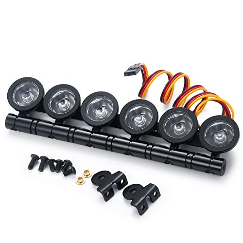 RC Car LED Light Bar Headlight Roof Lamp Kit 6 LEDs Body Shell Roof Lights for TRX4 SCX10 90027 SCX10 II 90046 D90 1/10 RC Rock Crawler Car Upgrades (Multicolor) - color: Multicolor