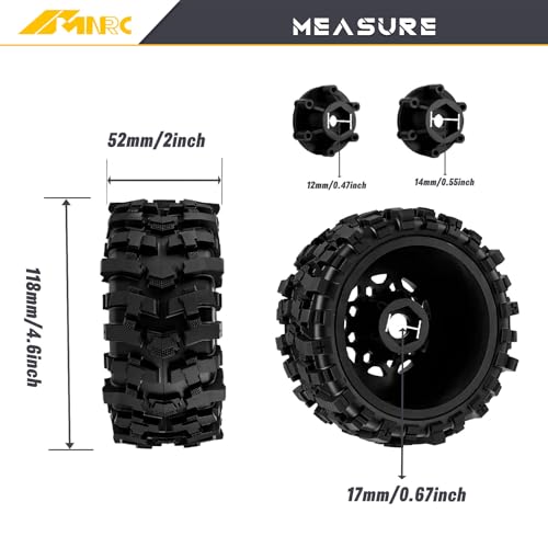 Plastic RC Short Course Truck Wheels and Rubber Tires & 12MM 14MM 17MM Hex Kit for 1/10 Arrma Senton Slash 4×4 2WD for Axial Losi Series Upgrade Part Black - color: Black