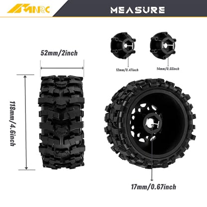 Plastic RC Short Course Truck Wheels and Rubber Tires & 12MM 14MM 17MM Hex Kit for 1/10 Arrma Senton Slash 4×4 2WD for Axial Losi Series Upgrade Part Black - color: Black