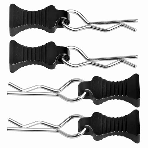 1/10 RC Body Clips Pins with Pull Tabs for Traxxas TRX4 Axial SCX10 Redcat RC Scale Car Crawler Truck Body Shell Post Mount Replacement, 4-Pack (Black) - color: Black