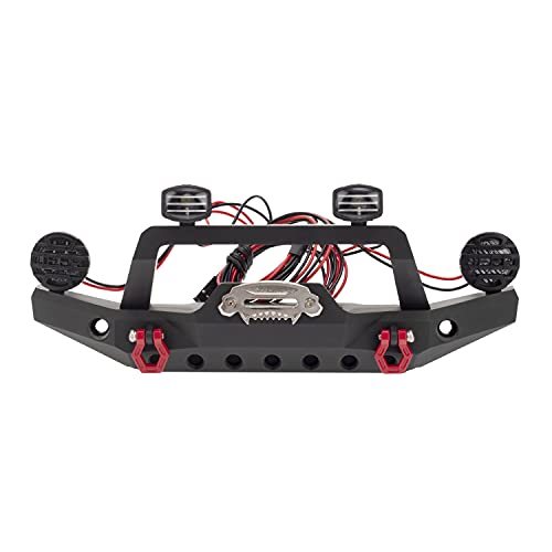 Aluminium Alloy Anti-Collision Front/Rear Bumper Protective Bar with LED Lights Compatible with Axial SCX10 90046 TRX-4 SCX10 iii AX103007 1/10 RC Crawler Car Upgrade Parts (Front Bumper) - style: Front Bumper