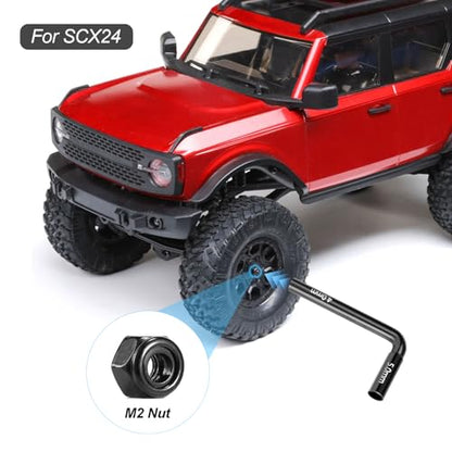 HobbyPark 2 in 1 H4 H5 L Hex Nut Driver with M2 M2.5 Locknuts for TRX4M High Trail Axial SCX24 FCX24 FCX18 Crawler Beadlocks Wheels Rims Nuts