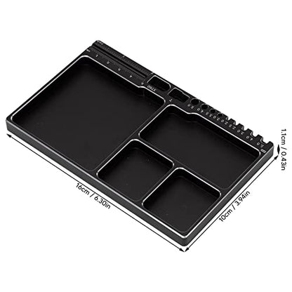 Drfeify RC Repair Screw Tray,Portable Aluminium Alloy Magnetic Magnetic Parts Tray with Magnetic Pad for RC Repair (Black) - color: Black