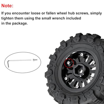 LRFHL 1.3" Beadlock Wheel Tires Aluminum for SCX24 TRX4M, 4PCS, Red | Upgraded 1.45-inch Wheel, 1/24 SCX24 1/18 TRX4M RC Crawler Car Upgrade - color: Black Tires+ Red Wheels-2