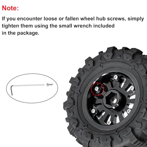 LRFHL 1.3" Beadlock Wheel Tires Aluminum for SCX24 TRX4M, 4PCS, Gold | Upgraded 1.45-inch Wheel, 1/24 SCX24 1/18 TRX4M RC Crawler Car Upgrade - color: Black Tires+ Gold Wheels-2
