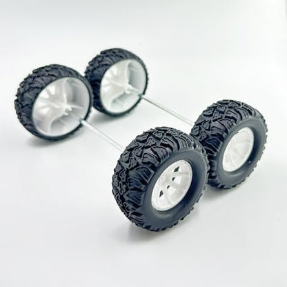 4PCS Toy Car Wheel 55mm Model Car Rubber Tire Wheel with Metal Shaft Axles for RC Car Truck DIY Model Toy Building Project (3x55mm) - style: 3x55mm