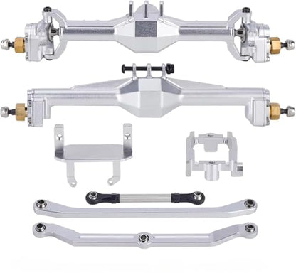 1/18 TRX4M Portal Axle,109.6g Aluminum CNC TRX4M Axle, Extended +10mm TRX4M Portal Axles with Two Servo Mount Options, for RC Crawler Car TRX4M Axle Upgrade Parts (Silver)