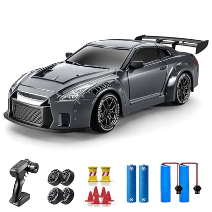 RC Drift Car, 1:24 Remote Control Car for Kids, 20KM/H 4WD High Speed RC Cars with Lights, Extra Racing Tires, Vehicle for Adults Boys Girls, Gray - color: S815 Gray