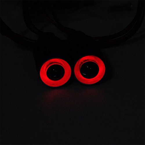 QUE-T 17mm 2 LEDs Angel Eyes & Demon Eyes LED Headlight/Back Light for 1:10 RC Model Crawler Cars, (Red + White, 17MM) - color: Red + White, size: 17MM