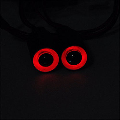 QUE-T 17mm 2 LEDs Angel Eyes & Demon Eyes LED Headlight/Back Light for 1:10 RC Model Crawler Cars, (Red + White, 17MM) - color: Red + White, size: 17MM