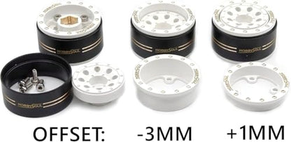 HOBBYSOUL 70mm Tall 1.0 beadlock wheels and tires set - Brass Adjustable Offset 1.0 wheel Rims white & Soft Sticky 1.0'' tire For RC Crawler 1/18 TRX4M 1/24 SCX24 - color: White