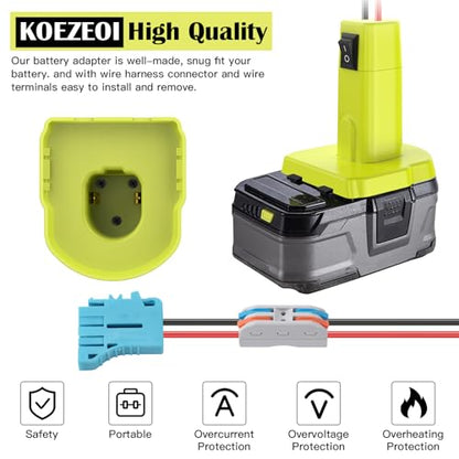 Power Wheels Adapter for Ryobi 18V Battery Adapter Power Wheels Battery Converter Kit with Fuse & Switch and Wire Harness Connector 12AWG Wire for DIY Rc Car Toys and Ride On Truck - size: 1-pack with connector
