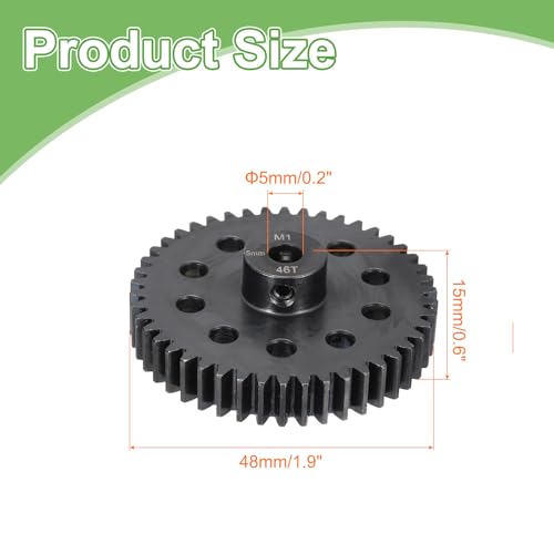 MECCANIXITY Steel M1 Gear Set 46T 5mm Shaft Motor Gears for RC Vehicles Truck Drift Car Part, Black - size: 46T