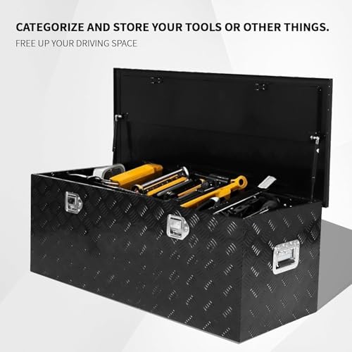 44 inch Truck Tool Box,Aluminum Truck Bed Tool Box w/Handled Lock and keys,Universal Fit for Pickup‌ Truck,Trailer,Vehicle,UTV,ATV-Black,44 X 19.5 X 17.5 inch - color: Black, size: 44 x 19.5 x 17.5 inch