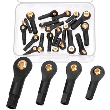 Swpeet 20Pcs 4 Sizes Link Rod End M2 M2.5 M3 Ball Joint Head Assortment Kit, Copper Ball Head Holder Tie Rod, Ball Head Tie Rod End Holder, Link Rod End Ball Joint for RC Car Robot
