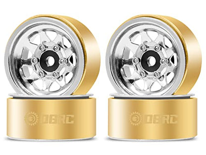 OGRC 1.0" Brass Aluminum Beadlock Wheels for TRX4M SCX24 Crawler (Silver) | 3.78mm Negative Offset, 22g Wheel Rim for TRX4M SCX24 AX24 1/18 1/24 RC Crawler - color: Silver