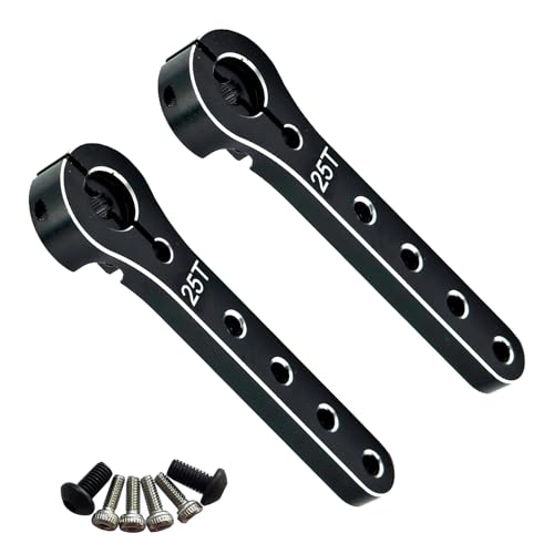 2pcs Aluminum 25T Servo Horn 56mm M2.5 Thread Metal 25 Teeth Extension Steering Servo Arm Compatible with 30-100CC Balsa Airplanes RC Plane Helicopter Car (Black) - color: Black