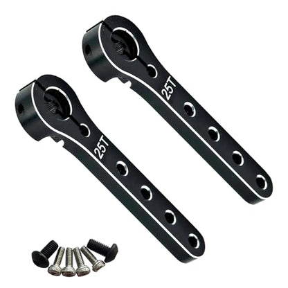 2pcs Aluminum 25T Servo Horn 56mm M2.5 Thread Metal 25 Teeth Extension Steering Servo Arm Compatible with 30-100CC Balsa Airplanes RC Plane Helicopter Car (Black) - color: Black