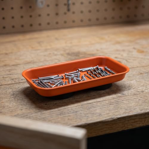 10 Piece Magnetic Parts Trays Set, 2 Sizes Stainless Steel Magnetic Tool Tray for Small Parts, Bolts, Nuts, Pins Tools Organization, 5.9x2.5/3.6x2.4 Inch, Orange