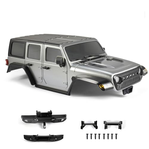 6.10in Wheelbase RC Body Shell for 1/18 ABS Hardtop Body (Grey) | TRX4M Body with Front Rear Bumpers for TRX4M Bronco Defender Chassis - color: Grey
