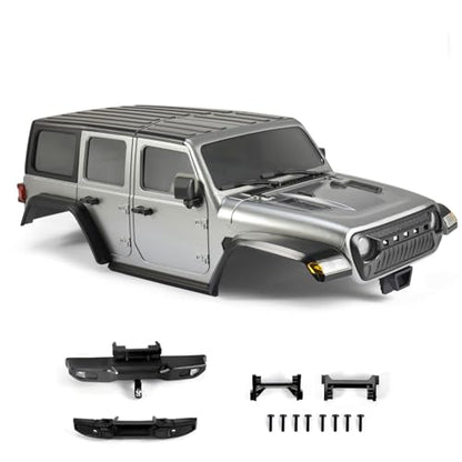6.10in Wheelbase RC Body Shell for 1/18 ABS Hardtop Body (Grey) | TRX4M Body with Front Rear Bumpers for TRX4M Bronco Defender Chassis - color: Grey