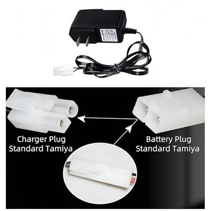 RC Battery Charger for 9.6V (8S) NiMH/NiCd Battery Packs, 250mA AC Plug Charger with Standard Tamiya Connector for RC Hobbies Airsoft Guns RC Cars RC Airplanes