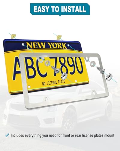 Stainless Steel License Plate Screws, M6 (1/4"), with Chrome Caps | Rustproof Car Tag Fasteners, Front Rear Mount Hardware, Self-Tapping Screws Nylon Inserts + Screwdriver - style: Self-tapping Screws