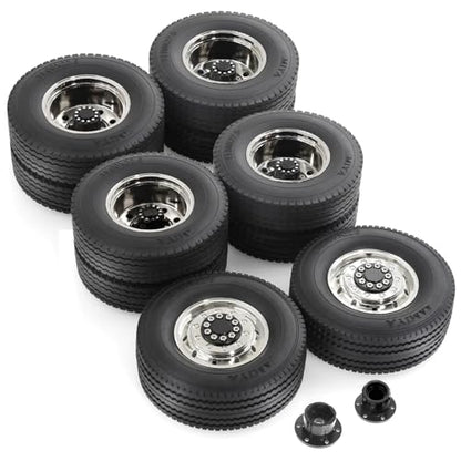 RC Repairs Models For Tamiya For Scania For Volvo For Actros For Man 1/14 Wheel Drive/Bearing Hub Rim Double Wheels Set RC Trailer Tractor Truck Car(2 Front and 4 Rear) - size: 2 Front and 4 Rear