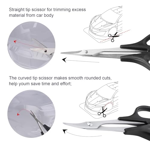 RC Body Reamer Hole Puncher, Curved Scissors & Straight Scissor RC Car Body Mounting 3pc Combo Set,0-14mm Hole (Black) - color: Black