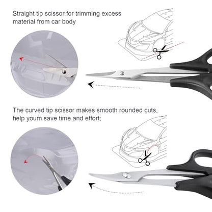 RC Body Reamer Hole Puncher, Curved Scissors & Straight Scissor RC Car Body Mounting 3pc Combo Set,0-14mm Hole (Black) - color: Black