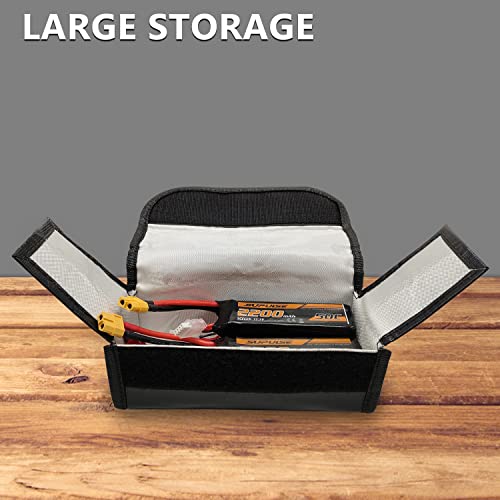 LiPo Battery Bag, 2 Pack, Fireproof & Explosionproof Storage | Heat-Resistant Fiberglass Case for LiPo Batteries Charging, Transport (7.28 x 2.95 x 2.36 inches) - size: small