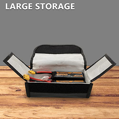 LiPo Battery Bag, 2 Pack, Fireproof & Explosionproof Storage | Heat-Resistant Fiberglass Case for LiPo Batteries Charging, Transport (7.28 x 2.95 x 2.36 inches) - size: small