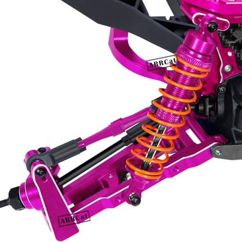 4PCS All Aluminum Front Rear RC Shocks Upgrade Parts for 1/10 Slash 4x4 Rustler 4X4 Stampede 4X4 Hoss 4X4, ARRCat Big Bore RC Shock Absorber Hops up,Replace 5862,Rose/Pink - color: Rose (Upgrades to Prevent oil leakage)