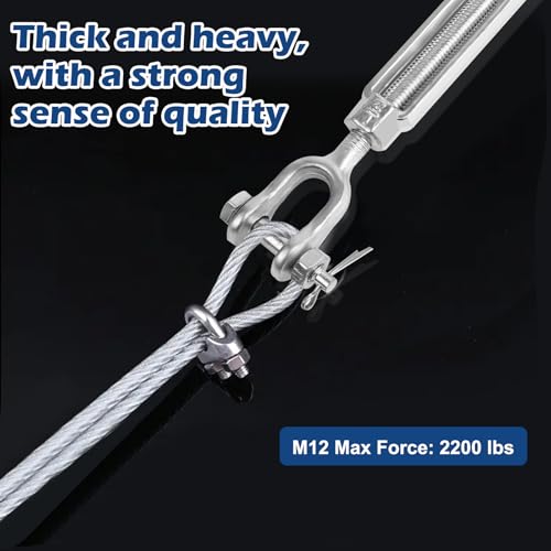 2Pack Heavy Duty Turnbuckle 1/2*6 Inch,2200 lbs Working Load Limit, Weather Resistant,Hot Dipped Galvanized Steel Jaw and Jaw Turnbuckle for Tractor, Wire Rope Tension, Sun Shade Tent, Treehouse, Deck - size: 1/2*6inches
