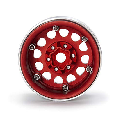Aluminum Beadlock 2.2" Crawler Wheel Rims Set for 1/10 RC Axial Wraith RR10 YETI SCX10 D90 TRX4 CC01 Pack of 4 (RED)