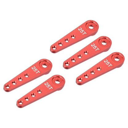 MECCANIXITY 5 Pcs Aluminum Servo Horn Long 25T Steering Arm 37mm Length Red Suitable for DIY RC Car/Boat/AirplanesBoat Model Accessories - color: Red