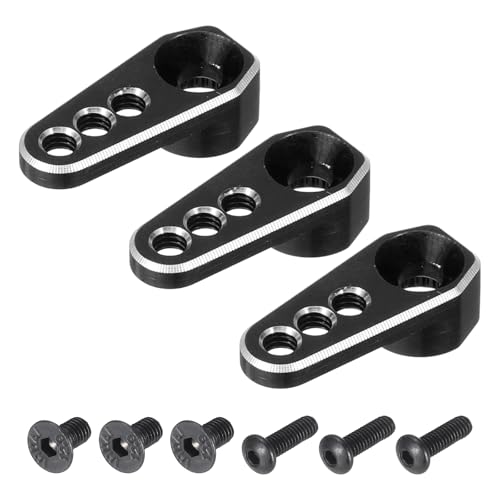 MECCANIXITY 3pcs Aluminum Alloy 1/18 25T Steering Servo Arm Horn Black for DIY RC Car/Boat/Airplane Boat Accessories - color: Black