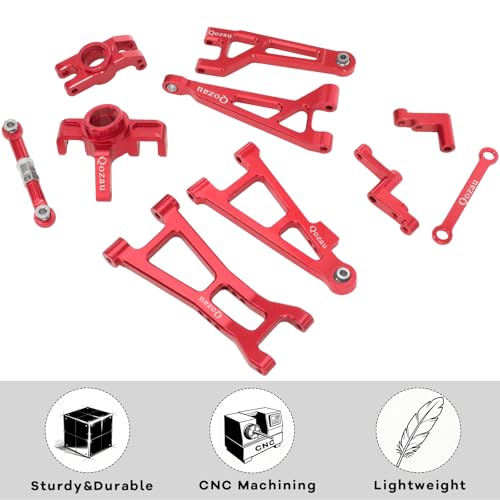 Aluminum Upgrade Kit, Front Rear Suspension Arms, Steering Knuckles & Hubs, R168Z Bearings for 1/16 MJX Hyper GO H16BM H16GT H16DR 16208 16209 16210 RC Truck Car Accessories Parts (Rde) - color: Rde