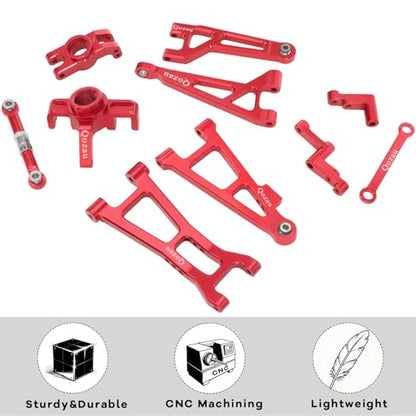 Aluminum Upgrade Kit, Front Rear Suspension Arms, Steering Knuckles & Hubs, R168Z Bearings for 1/16 MJX Hyper GO H16BM H16GT H16DR 16208 16209 16210 RC Truck Car Accessories Parts (Rde) - color: Rde