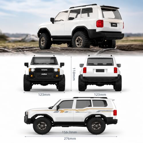UDIRC UCX1802PRO 1/18 Scale RC Crawler, Brushless Trail Truck, 4x4 Off-Road | 4x4 Off-Road SUV with LED Lights, Hydraulic Shocks, 2.4GHz RTR Remote Control Vehicle for Adults - color: White