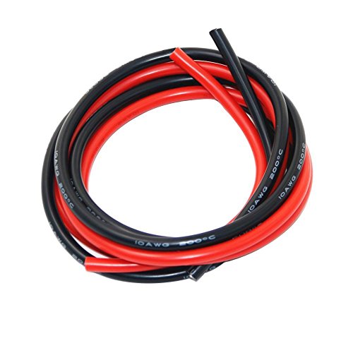 BNTECHGO 10 Gauge Silicone Wire 5 ft red and 5 ft Black Flexible 10 AWG Stranded Tinned Copper Wire - color: Silicone Wire Red and Black, size: 10 silicone wire red 5ft and black 5ft