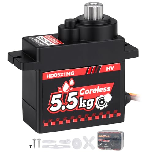 HobbyPark Waterproof 5.5kg High Torque RC Micro Servo Coreless Motor Arduino Servo for Axial SCX24 1/24 RC Crawler Car Upgrades Parts SCX24 Steering Servo fit RC Airplane Boat Robotics