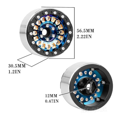 1.9 Brass Beadlock Wheel Rim for 1/10 SCX10 SCX10 II 90046 SCX10 III AXI03007 SCX10 Pro TRX4 TRX6 Gen7/8 D90 VS4-10 MST CFX RC Crawler Car,Brass Beadlock & Aluminum Deep Dish Rim,Colorful - color: Colorful - (4Pcs Rim)
