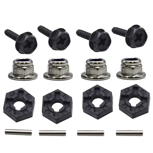 Blomiky 2 Pack 3.3 * 1.85 Inch Wheel Tires 12mm 4 Pack Hexes M4 Locknus and 10 * 2mm Pins 2.6mm Locknuts for Some 1/14 1/16 1/18 1/20 Scales XLH HBX RC Trucks / Q903 Tire Hex Pin